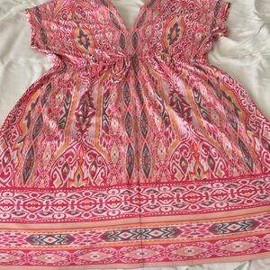Hale Bob Pink and Orange Patterned Dress
